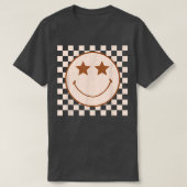 Retro Happy Face Checkered Pattern Smile Face T-Shirt (Design vorne)