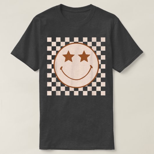 Retro Happy Face Checkered Pattern Smile Face T-Shirt (Design vorne)
