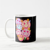 Retro Happy Face Checkered Pattern Smile Face Tren Kaffeetasse (Links)
