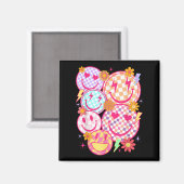 Retro Happy Face Checkered Pattern Smile Face Tren Magnet (Vorderseite/Rückseite)