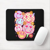 Retro Happy Face Checkered Pattern Smile Face Tren Mousepad (Mit Mouse)