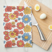 Retro Happy Face Florals  Geschirrtuch (Viertel Falte)