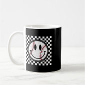 Retro Happy Face Game Day Baseball Pattern Smile F Kaffeetasse (Links)