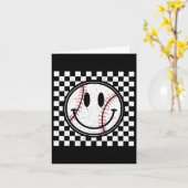 Retro Happy Face Game Day Baseball Pattern Smile F Karte (Gelbe Blume)