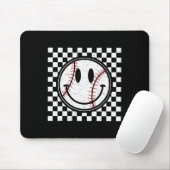 Retro Happy Face Game Day Baseball Pattern Smile F Mousepad (Mit Mouse)