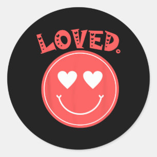 Retro Happy Face Heart Love T-Shirt Smile Face Uni Runder Aufkleber