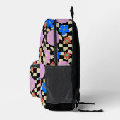 Retro Happy Face Karo Blume Bedruckter Rucksack (Rechts)