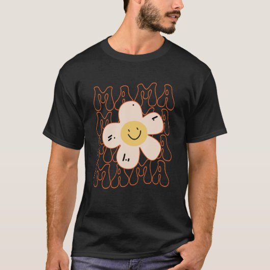 Retro Happy Face Mama Groovy Daisy Flower Smile Fa T-Shirt (Vorderseite)