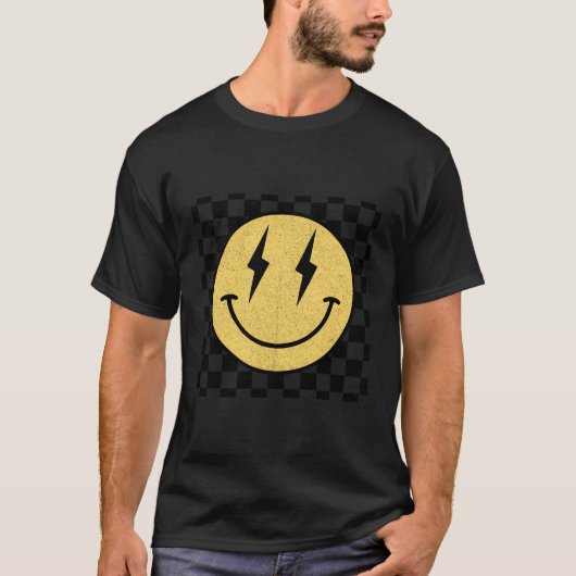 Retro Happy Face Shirt Checkered Pattern Smile Fac (Vorderseite)