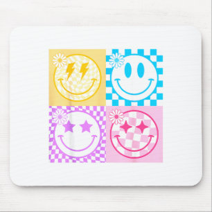 Retro-Happy-Face-Shirt kariertes Muster lächelndes Mousepad