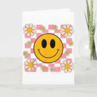 Retro-Happy-Face-Shirt Karomuster Lächeln Gesicht