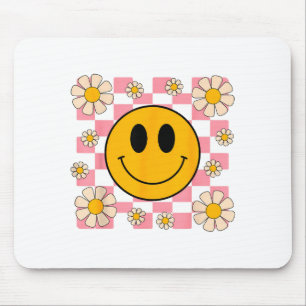 Retro-Happy-Face-Shirt Karomuster Lächeln Gesicht Mousepad