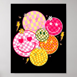 Retro-Happy-Face-Shirt Karomuster Lächeln Gesicht Poster