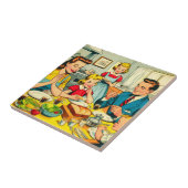 Retro Happy Family Comic Fliese (Seite)