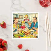 Retro Happy Family Comic Serviette (Beispiel)
