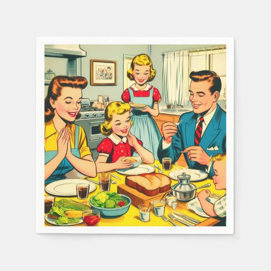 Retro Happy Family Comic Serviette (Vorderseite)