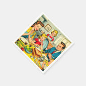 Retro Happy Family Comic Serviette (Ecke)