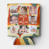 Retro Happy First Vatertag 8 FotoCollage Dosenkühler (Vorderseite)