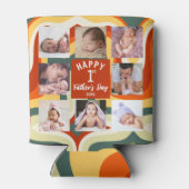 Retro Happy First Vatertag 8 FotoCollage Dosenkühler (Rückseite)