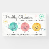 Retro Happy Garn Bälle Häkelhaken Handwerk Show Banner (Horizontal)