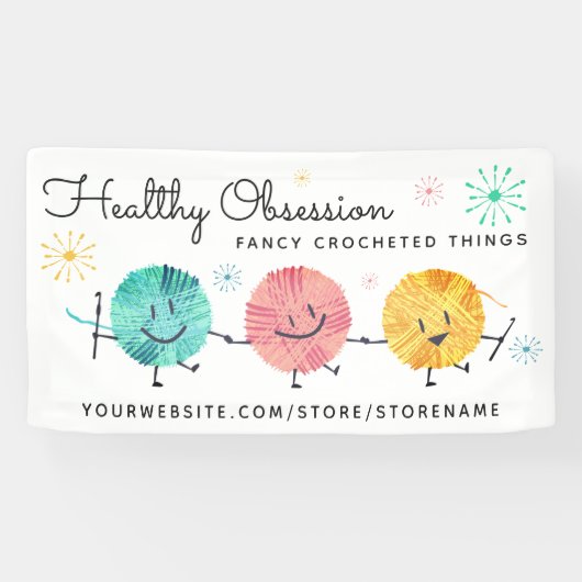 Retro Happy Garn Bälle Häkelhaken Handwerk Show Banner (Horizontal)