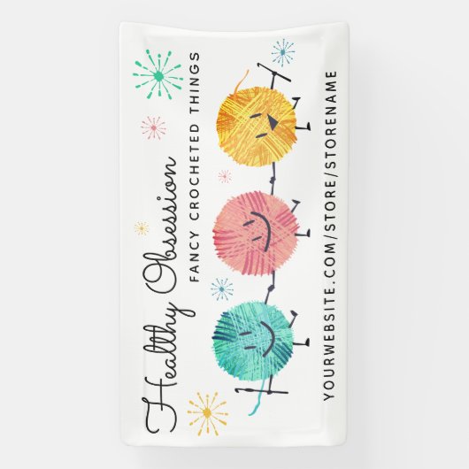 Retro Happy Garn Bälle Häkelhaken Handwerk Show Banner (Vertikal)