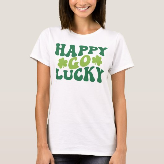 Retro Happy Go Lucky Shirt, St Patrick's Day T-Shirt (Vorderseite)