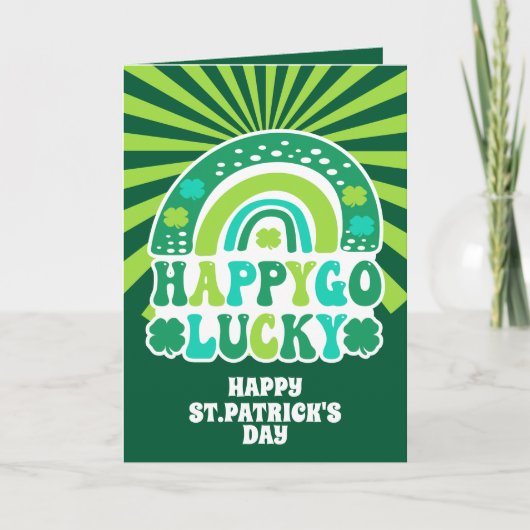 Retro Happy Go Lucky St. Patrick's Day Karte (Vorderseite)