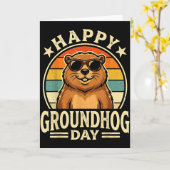 Retro Happy Groundhog Day Cool Ground Hog Day 2026 Karte (Gelbe Blume)