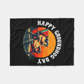 Retro Happy Groundhog Day Funny Ground Hog Sunset Fleecedecke (Vorderseite (Horizontal))