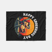 Retro Happy Groundhog Day Funny Ground Hog Sunset Fleecedecke (Vorderseite (Horizontal))