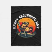 Retro Happy Groundhog Day Funny Ground Hog Sunset  Fleecedecke (Vorderseite)