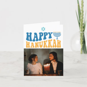 Retro Happy Hanukkah Personalisiertes Foto Feiertagskarte
