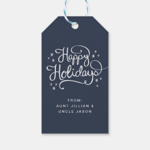 Retro Happy Holiday Schrift Geschenk-Anhänger Geschenkanhänger