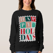 Retro Happy Holidays Christmas Postage Stamp Sweatshirt (Vorderseite)