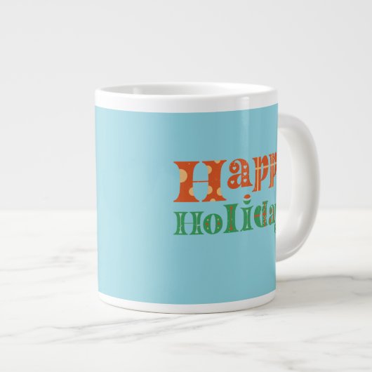 Retro Happy Holidays Jumbo-Tasse (Vorderseite Rechts)
