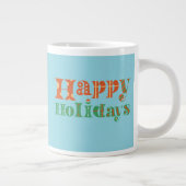 Retro Happy Holidays Jumbo-Tasse (Rechts)