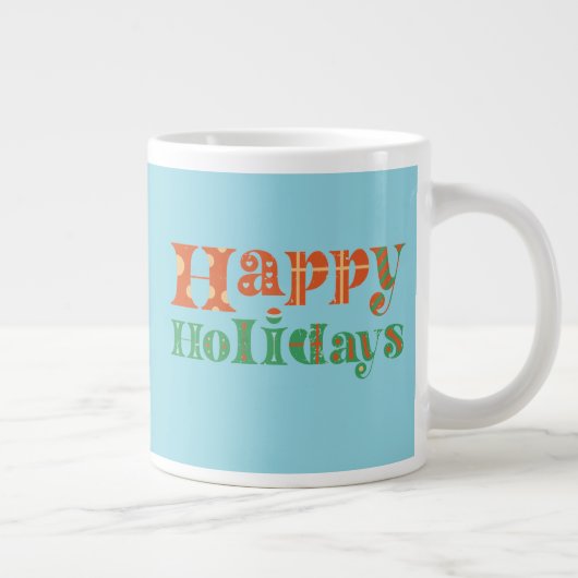 Retro Happy Holidays Jumbo-Tasse (Rechts)