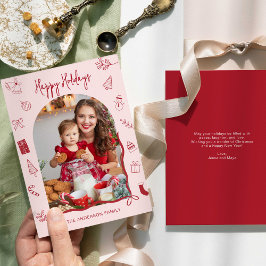 Retro Happy Holidays Photo Hand Drawn Feiertagskarte