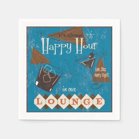 Retro Happy Hour Cocktail Napkins Serviette (Vorderseite)