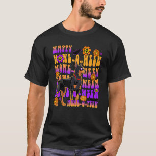 Retro Happy Howl o ween Dobermann Hund  Blumen Gro T-Shirt