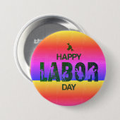 Retro Happy Labour Day in Retro Blue Button (Vorne & Hinten)