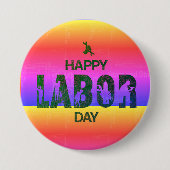 Retro Happy Labour Day in Retro Blue Button (Vorderseite)