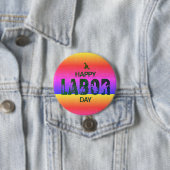 Retro Happy Labour Day in Retro Blue Button (Beispiel)