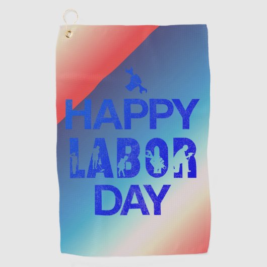 Retro Happy Labour Day in Retro Blue Golfhandtuch (Vorderseite)
