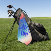 Retro Happy Labour Day in Retro Blue Golfhandtuch (Gras)