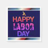 Retro Happy Labour Day in Retro Blue Serviette (Vorderseite)