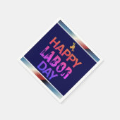 Retro Happy Labour Day in Retro Blue Serviette (Ecke)