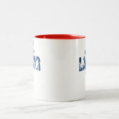 Retro Happy Labour Day in Retro Blue Zweifarbige Tasse (Mittel)