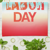Retro Happy Labour Day in Retro Red Geschirrtuch (Gefaltet)